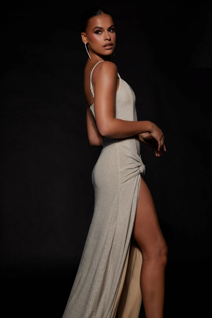 BSD Celene Shimmer Corset Maxi Dress With Twist - Champagne DRESSES 5 BSD Celene Shimmer Corset Maxi Dress With Twist - Champagne DRESSES