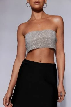 BSD All Tops Valerie Diamante Bandeau - Silver