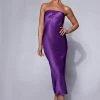 JLW Tyler Strapless Satin Midi Dress - Grape DRESSES