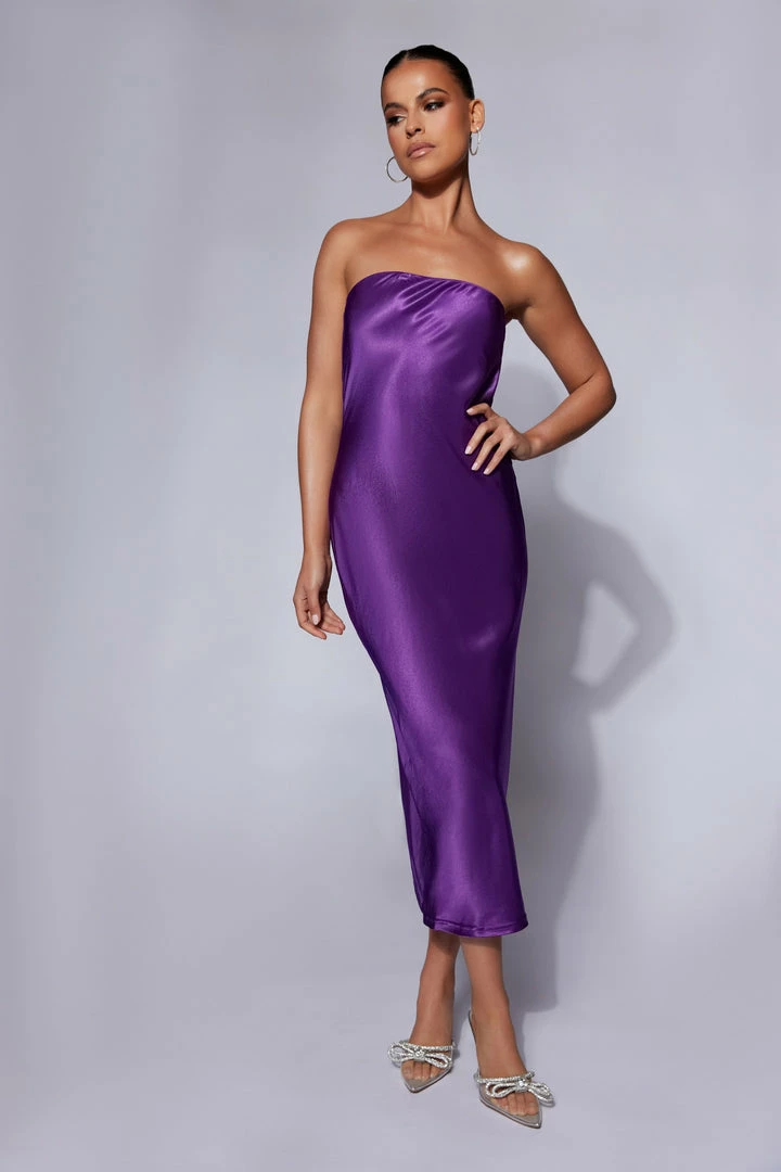 JLW Tyler Strapless Satin Midi Dress - Grape DRESSES 1 JLW Tyler Strapless Satin Midi Dress - Grape DRESSES
