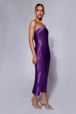 JLW Tyler Strapless Satin Midi Dress - Grape DRESSES 11 JLW Tyler Strapless Satin Midi Dress - Grape DRESSES