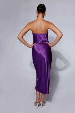 JLW Tyler Strapless Satin Midi Dress - Grape DRESSES 15 JLW Tyler Strapless Satin Midi Dress - Grape DRESSES