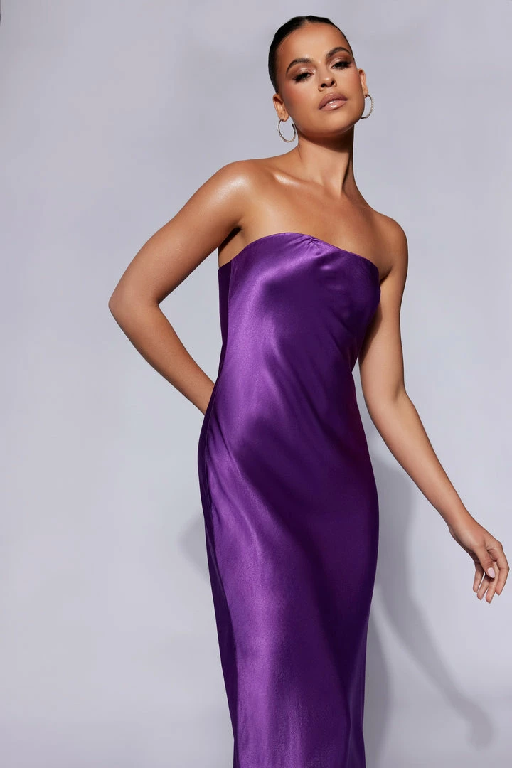 JLW Tyler Strapless Satin Midi Dress - Grape DRESSES 3 JLW Tyler Strapless Satin Midi Dress - Grape DRESSES