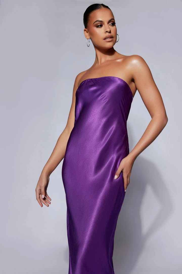 JLW Tyler Strapless Satin Midi Dress - Grape DRESSES 7 JLW Tyler Strapless Satin Midi Dress - Grape DRESSES