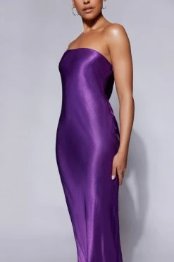 JLW Tyler Strapless Satin Midi Dress - Grape DRESSES 12 JLW Tyler Strapless Satin Midi Dress - Grape DRESSES