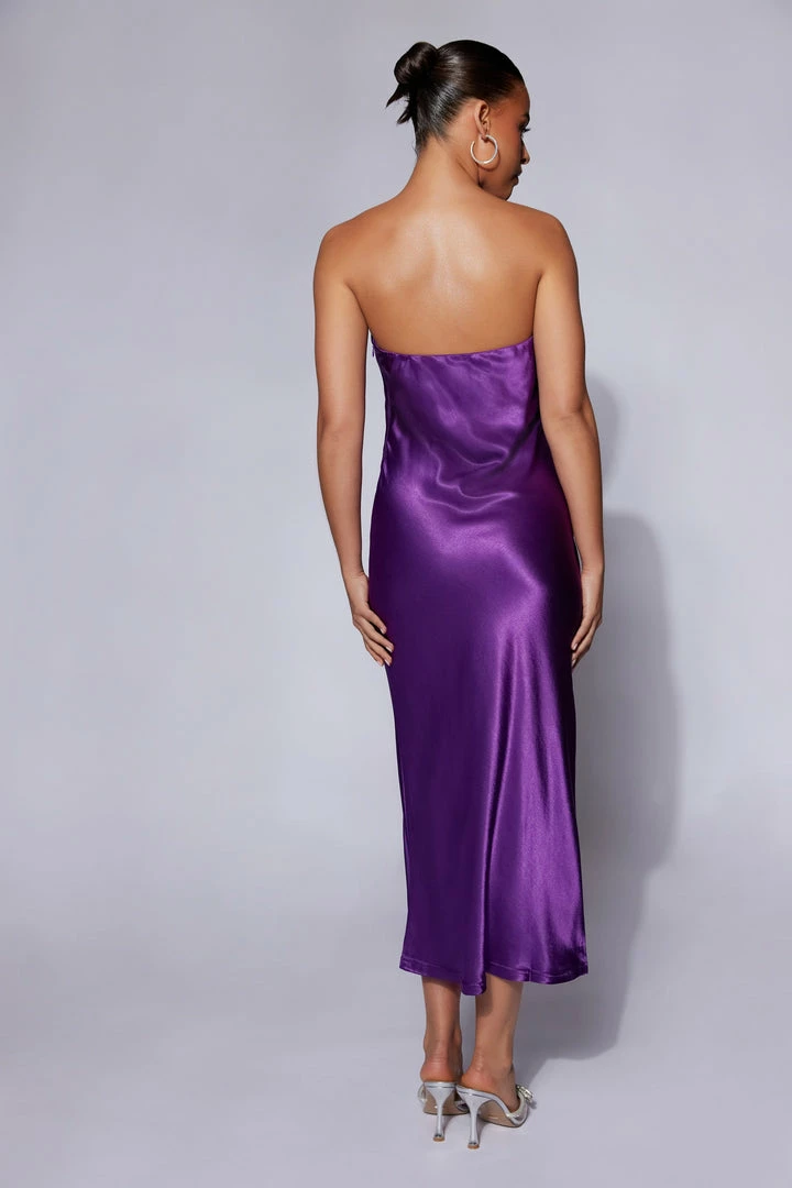 JLW Tyler Strapless Satin Midi Dress - Grape DRESSES 2 JLW Tyler Strapless Satin Midi Dress - Grape DRESSES