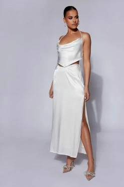 BSD Christie Diamante Rope Maxi Skirt - White Two Piece Sets