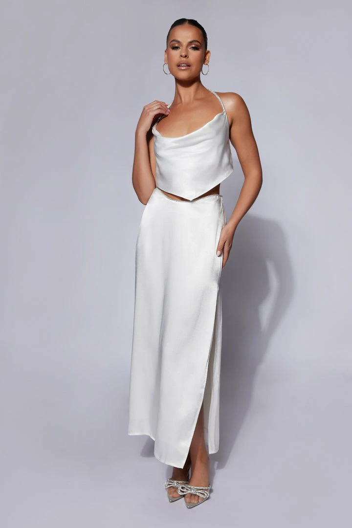 BSD Christie Diamante Rope Maxi Skirt - White Two Piece Sets 5 BSD Christie Diamante Rope Maxi Skirt - White Two Piece Sets