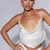 JLW Christie Diamante Rope Cowl Neck Top - White Two Piece Sets