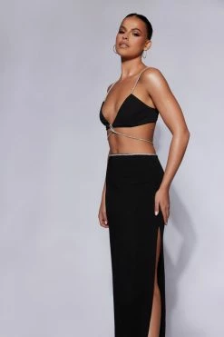 AMC Two Piece Sets Sweeney Diamante Bralette Top - Black