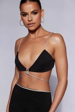 AMC Two Piece Sets Sweeney Diamante Bralette Top - Black