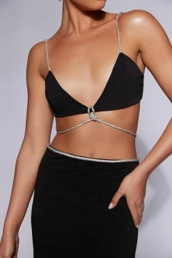 AMC Two Piece Sets Sweeney Diamante Bralette Top - Black
