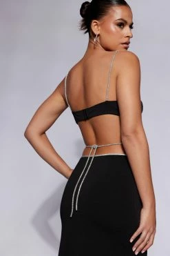 AMC Two Piece Sets Sweeney Diamante Bralette Top - Black