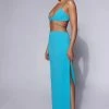AMC Two Piece Sets Sweeney Diamante Maxi Skirt With Split - Cyan Blue