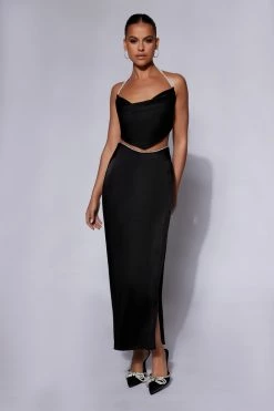 BSD Two Piece Sets Christie Diamante Rope Maxi Skirt - Black