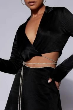 BSD Talulah Diamante Rope Shirt - Black