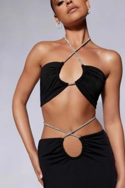 WXI Ruby Diamante Rope Ruched Bandeau - Black Two Piece Sets 10 WXI Ruby Diamante Rope Ruched Bandeau - Black Two Piece Sets