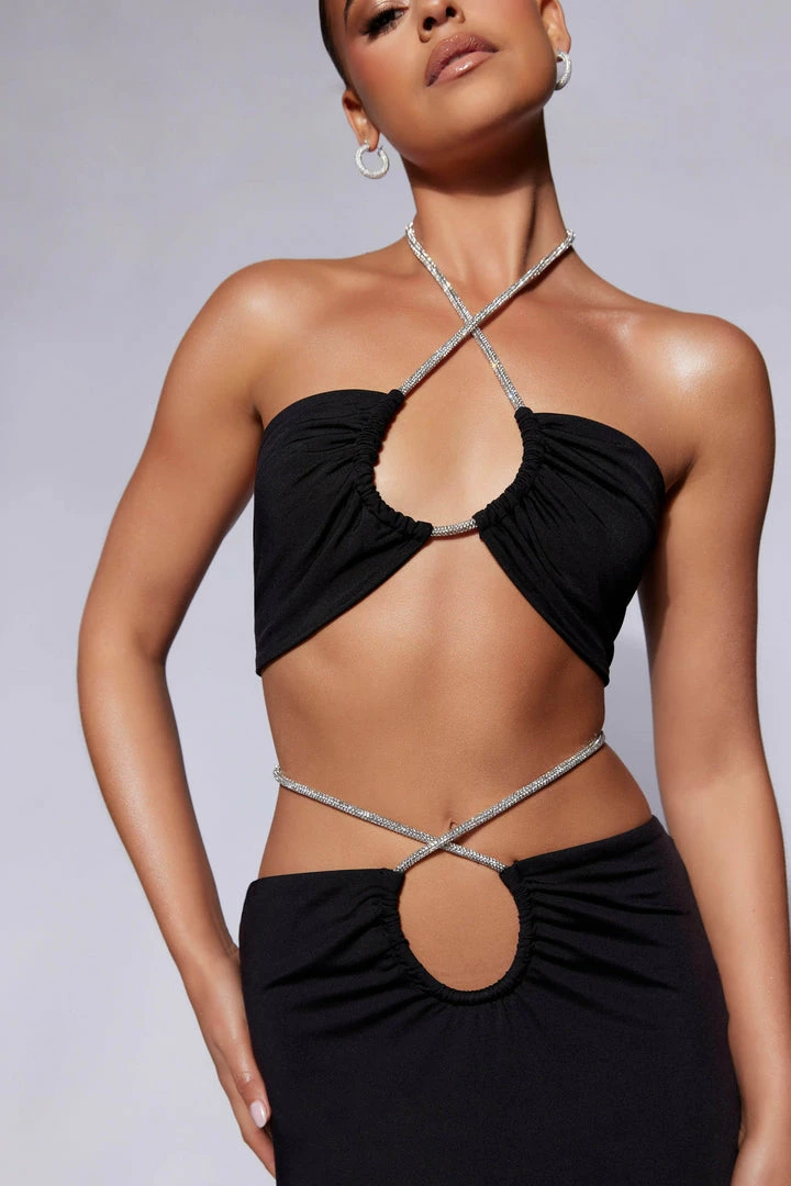 WXI Ruby Diamante Rope Ruched Bandeau - Black Two Piece Sets 4 WXI Ruby Diamante Rope Ruched Bandeau - Black Two Piece Sets