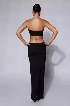 WXI Ruby Diamante Rope Ruched Maxi Skirt - Black Two Piece Sets
