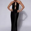 JLW Lucia Satin Cut Out Maxi Dress - Black DRESSES