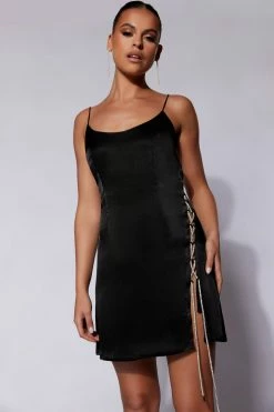 BSD Briah Diamante Rope Mini Dress - Black