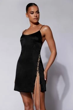 BSD Briah Diamante Rope Mini Dress - Black