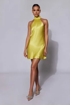JLW Claire A Line Micro Mini Dress - Chartreuse DRESSES