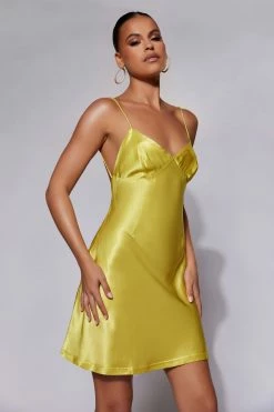 JLW Porter Mini Slip Dress - Chartreuse DRESSES