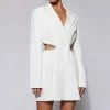 WNT DRESSES Shyann Diamante Cut Out Blazer Dress - White