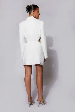 WNT DRESSES Shyann Diamante Cut Out Blazer Dress - White