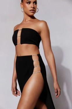 QNG Anastasia Diamante Rope Bandeau - Black