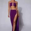 QNG Two Piece Sets Anastasia Diamante Rope Maxi Skirt With Split - Grape