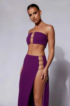 QNG Anastasia Diamante Rope Bandeau - Grape