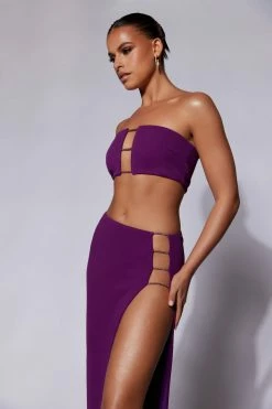 QNG Two Piece Sets Anastasia Diamante Rope Maxi Skirt With Split - Grape 13 QNG Two Piece Sets Anastasia Diamante Rope Maxi Skirt With Split - Grape