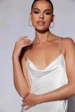 JLW Sera Diamante Maxi Dress With Low Back - White DRESSES 10 JLW Sera Diamante Maxi Dress With Low Back - White DRESSES