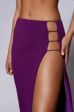 QNG Two Piece Sets Anastasia Diamante Rope Maxi Skirt With Split - Grape 11 QNG Two Piece Sets Anastasia Diamante Rope Maxi Skirt With Split - Grape