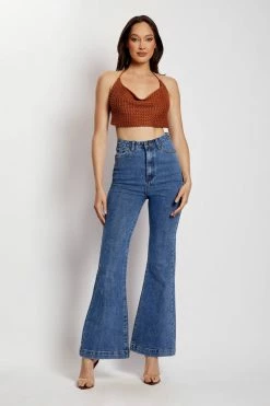 SKY All Tops Alicia Cowl Neck Crochet Crop Top - Biscuit 8 SKY All Tops Alicia Cowl Neck Crochet Crop Top - Biscuit