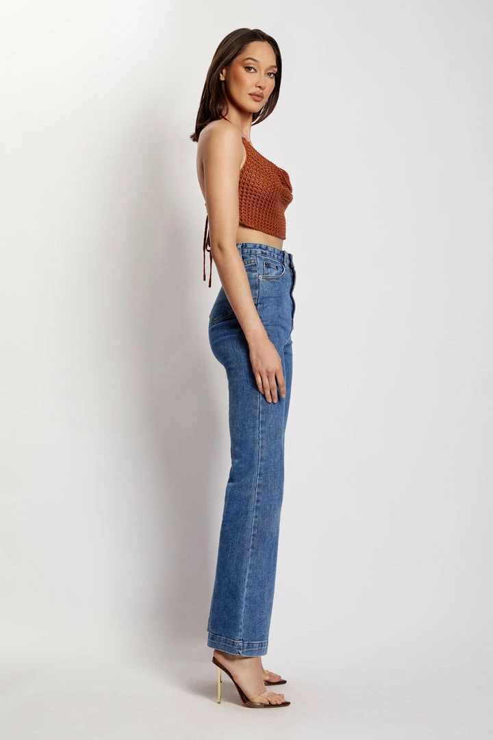 SKY All Tops Alicia Cowl Neck Crochet Crop Top - Biscuit 4 SKY All Tops Alicia Cowl Neck Crochet Crop Top - Biscuit