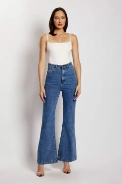 EMS Ebony Flare Full Length Jean - Mid Blue