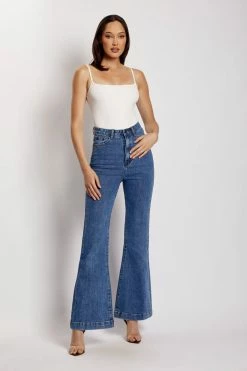 EMS Ebony Flare Full Length Jean - Mid Blue