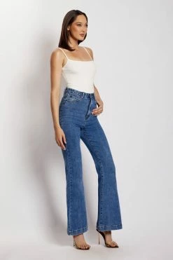 EMS Ebony Flare Full Length Jean - Mid Blue