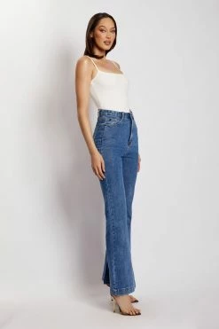 EMS Ebony Flare Full Length Jean - Mid Blue