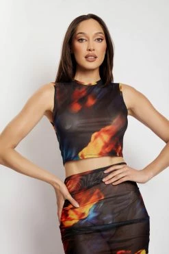 ROM Estella Mesh Tank Top - Abstract Floral