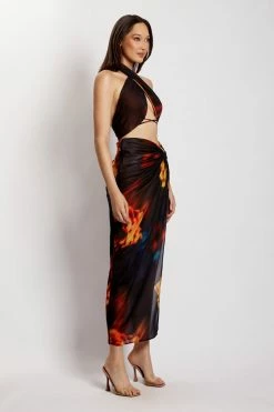 ROM Shannon Printed Wrap Chiffon Top - Abstract Floral