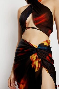 ROM Shannon Printed Wrap Chiffon Top - Abstract Floral