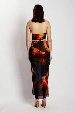 ROM Shannon Printed Wrap Chiffon Top - Abstract Floral