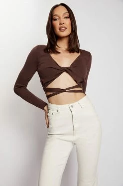 EMS Arzu Wrap Long Sleeve Crop - Chocolate 14 EMS Arzu Wrap Long Sleeve Crop - Chocolate