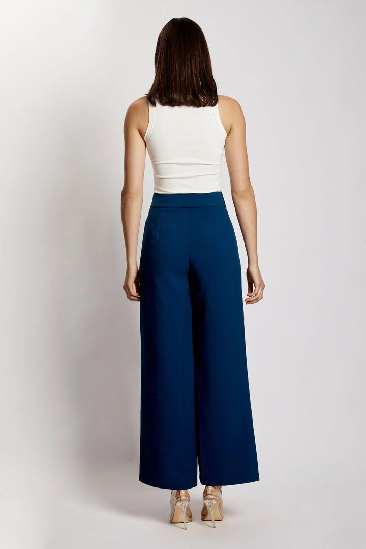 QNG All Bottoms Natasha Wide Leg Pants With Waistband - Navy 11 QNG All Bottoms Natasha Wide Leg Pants With Waistband - Navy