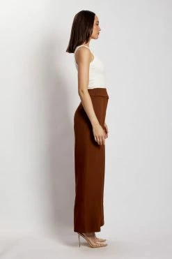 QNG Natasha Wide Leg Pants With Waistband - Chocolate 19 QNG Natasha Wide Leg Pants With Waistband - Chocolate