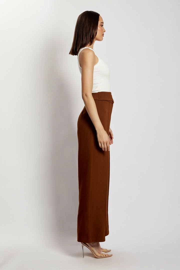 QNG Natasha Wide Leg Pants With Waistband - Chocolate 9 QNG Natasha Wide Leg Pants With Waistband - Chocolate